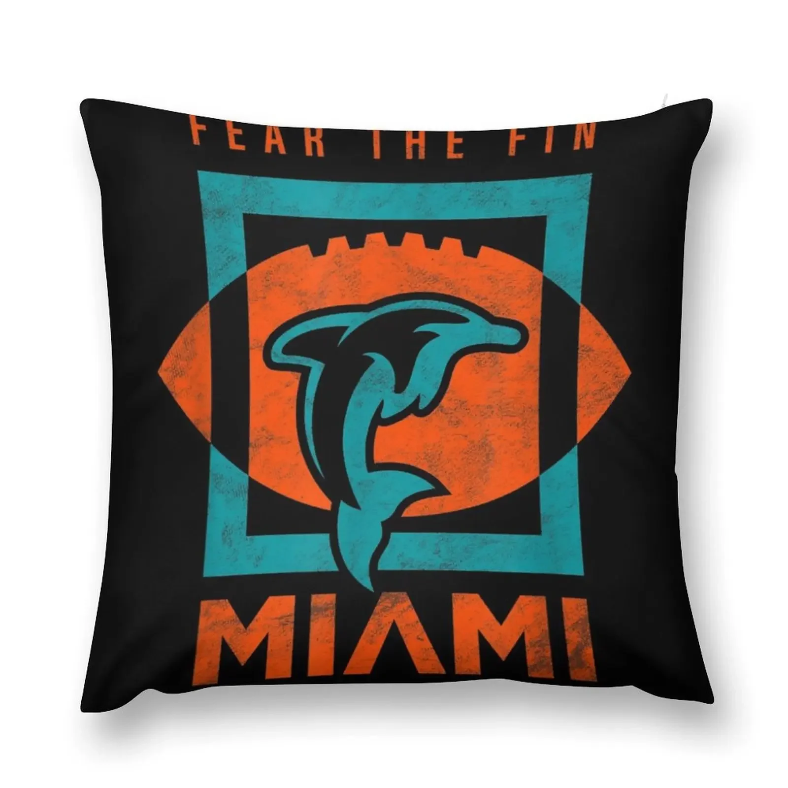 Cool Dolphin Fear the Fin Miami Football Fan Throw Pillow christmas cushions covers luxury decor pillow