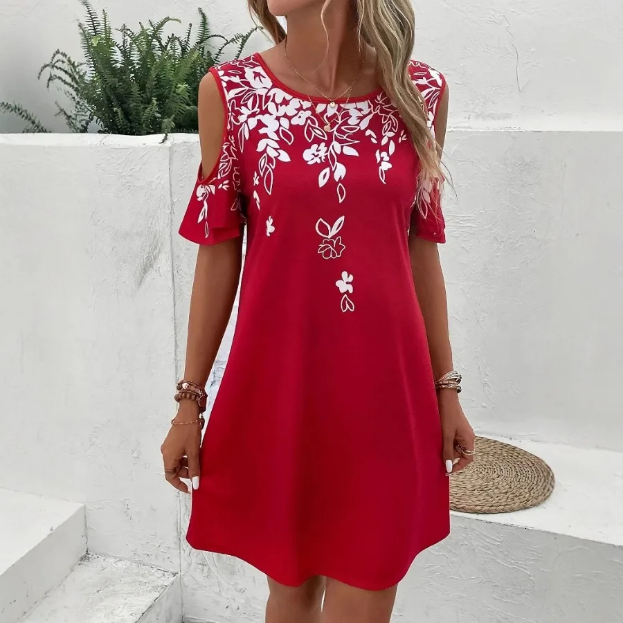 

【New style】 women's clothing short-sleeved simple off-the-shoulder dress slim slimming and temperamental dress