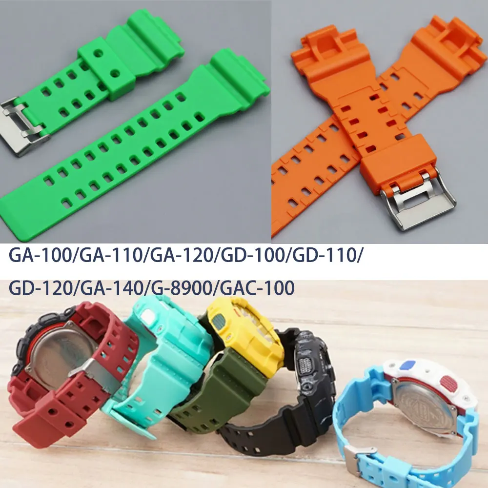 Rubber Watchband Strap For Casio GLS-100/GLS-8900 GA-100/110/120/150/200/300/400/700 GD-100/110/120 G-8900/GR-8900/GW-8900 Band