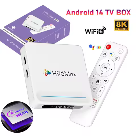 H96 Max H618 Plus Android 14.0 TV Box Allwinner H618 4GB 128GB HDR 8K Wifi6 BT5.4 Voice Assistant Media Player 8K Smart TV Box