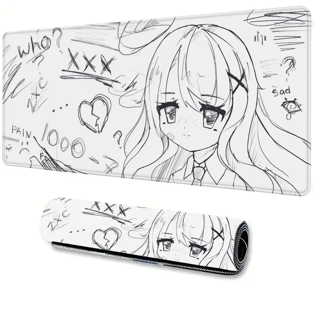 

White Anime Mouse Mats Gaming Mat Pad Mausepad on The Table Gamer Accessories Keyboard Pad Art Table Rug Desk Mat Mouse Carpet