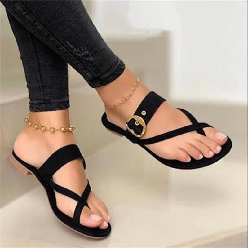 Fashion Slippers For Women Clip Toe Summer Buckle Sandals Casual Ladies Beach Shoes Woman Flip Flops Female 2022 Square Heels