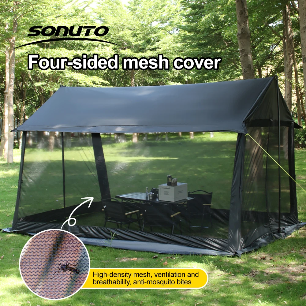 Large Camping Tent, 210D Waterproof Sun Protection, Portable Folding Anti-Mosquito Family Tent for Outdoor Beach Park