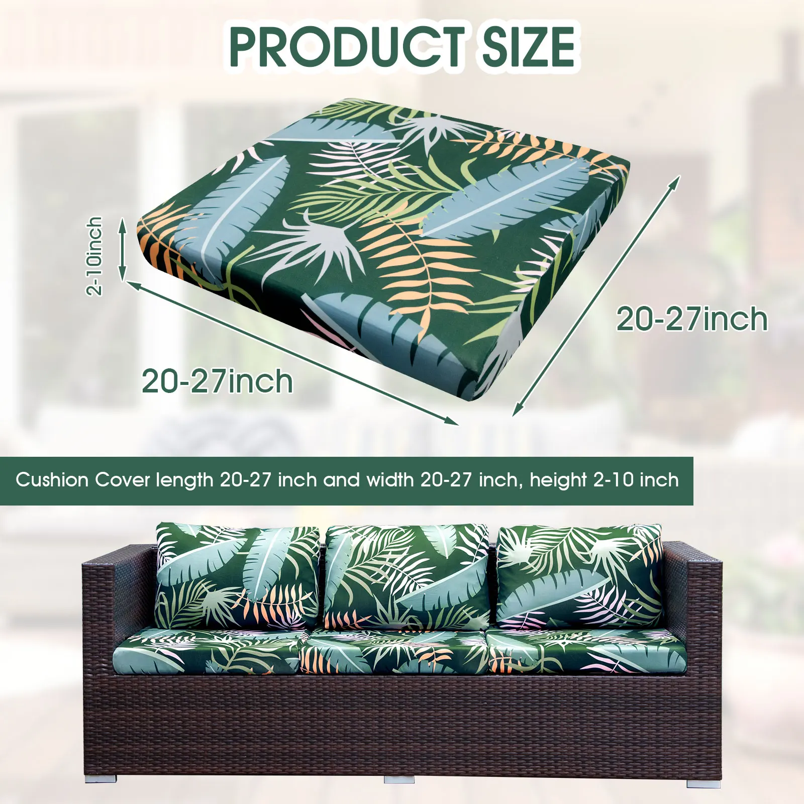 3/6/8PCS Patio Stretch Sofa Cushion Cover Outdoor Cushion Cover Replacement Patio FurnitureSlipcovers Chair Seat Cover Soft