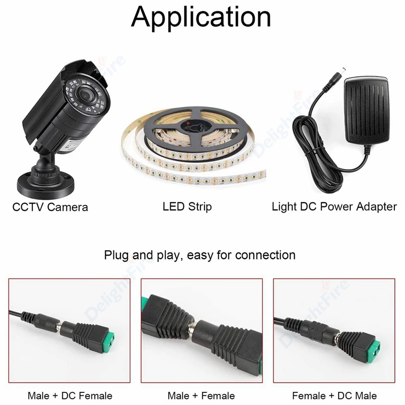 Male Female DC Connector 5V 12V 5.5 2.1mm DC Power Jack Plug Adapter Barrel Connector for CCTV Security Camera Led Strip