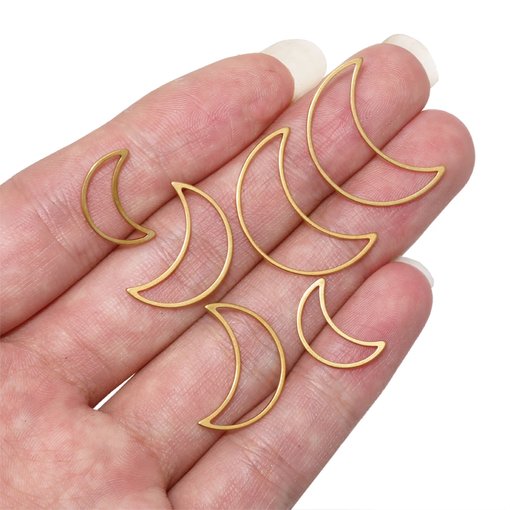20Pcs Stainless Steel Flat Plane Hollowing Star Charms Moon Charms Pendants for DIY Jewelry Making Bracelet Connector Findings