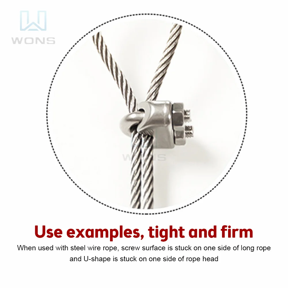 U Type Clamp Wire Clips M2/3/4/5/6/8/10/12/14mm Rope Clip Cable Bolts Rigging Hardware Rope Clamps 304 Stainless Steel