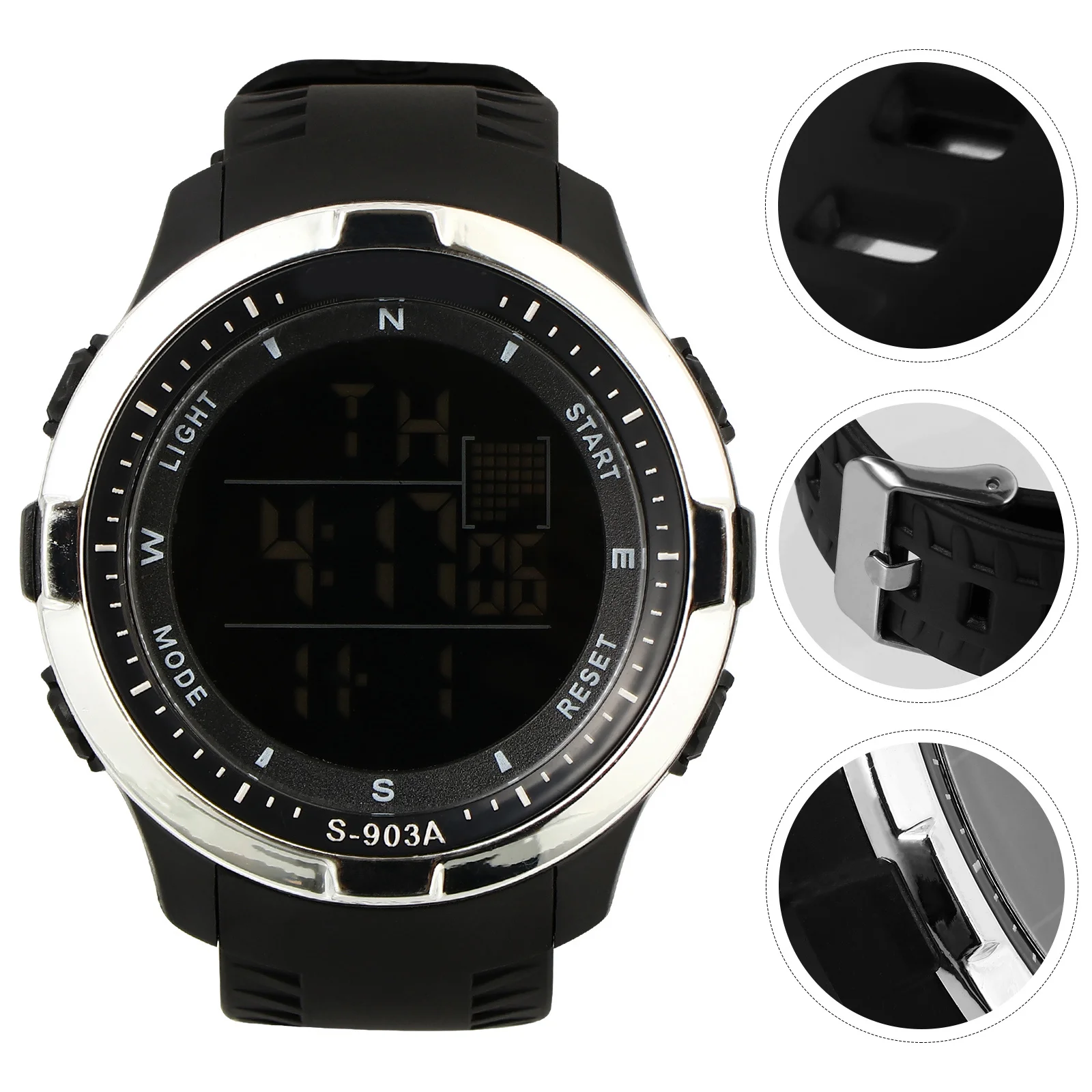 

1Pcs High Quality Luminous Electronic Watch Practical Sports Waterproof Adjustable Strap Black Luminous Electronic Watch