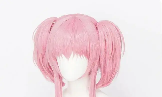 Coletas cortas para Cosplay, cabello sintético, color rosa