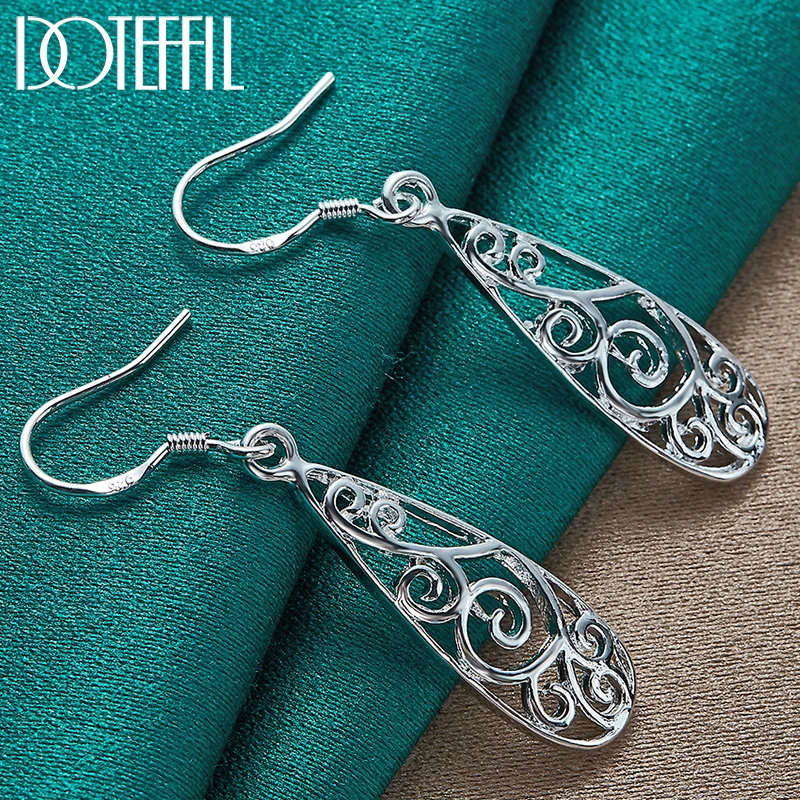 

DOTEFFIL 925 Sterling Silver Retro Geometric Drop Earring For Women Lady Wedding Engagement Party Fashion Jewelry