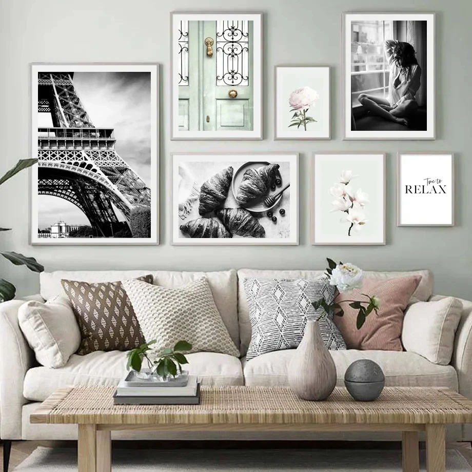 Wall Art Poster Tower Paris Sexy Woman Mulan Oil Painting Nordic Prints Living Room Bedroom Home Decoration Wall Painting