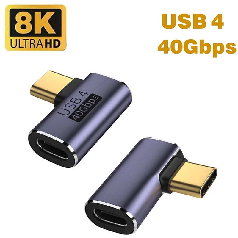 

USB 4.0 40Gbps OTG Type C 90 Degree 100W 5A USB C to USB C Fast Charging Converter USB Data Adapter For Macbook Type C Adapter