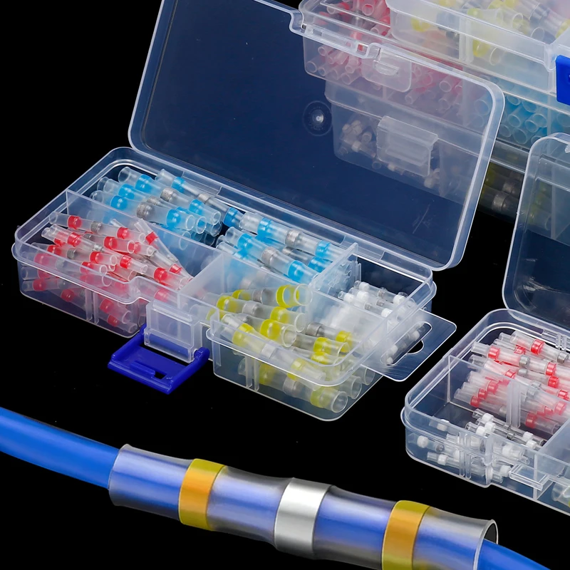 10PCS- 250pcs BOX Solder Seal Wire 3:1 Heat Shrink Butt Crimp Terminals Waterproof Electrical USB Charger Cable Splice Connector