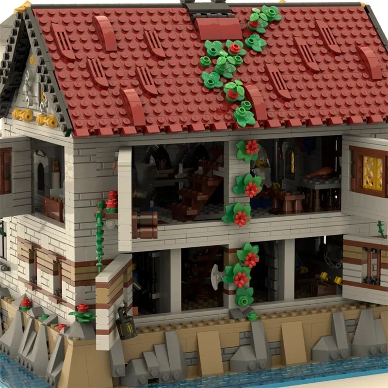 Castelo medieval modelo moc blocos de construção prisão medieval tijolos técnicos diy montagem brinquedos construção para presentes do feriado