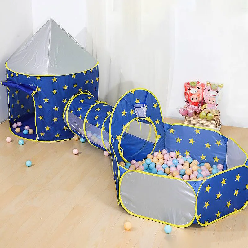 3 Pcs/lot Portable Children's Tent Beach Toys Rocket Tent Tipi Outdoor Children Tents Kids Pop-up Tent Crawling Tunnel Ball Pool