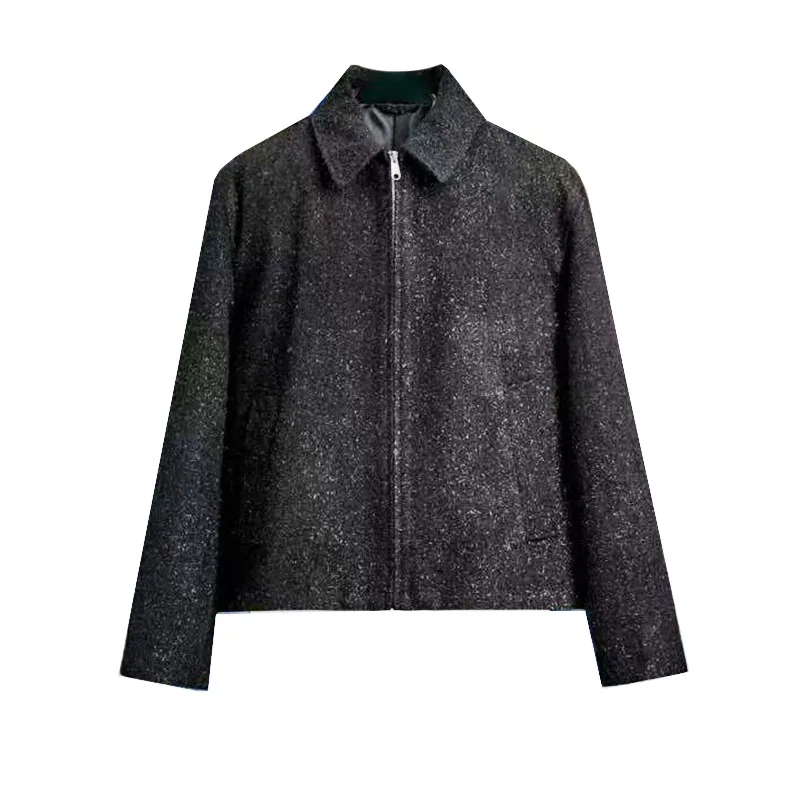 

Original high-quality 2026 new men's wear, 14% wool bright veil thread short wool blend jacket for men