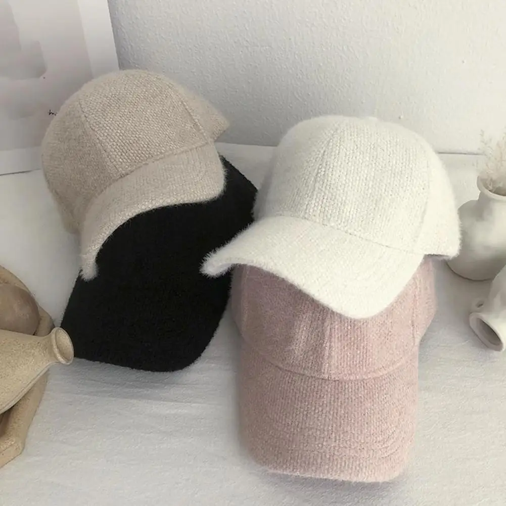 Solid Suede Retro Baseball Caps For Men Women Spring Autumn Street Hip Hop Hat Adjustable Faux Fur Sunscreen Visor Cap Warmth image 3
