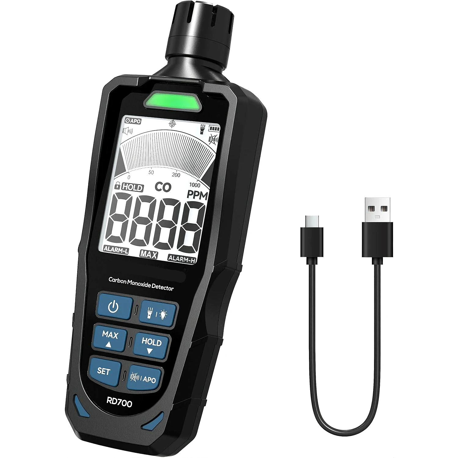 

Rechargeable Portable Carbon Monoxide Detector – Handheld CO Meter for Home, Travel, and Vehicle Safety