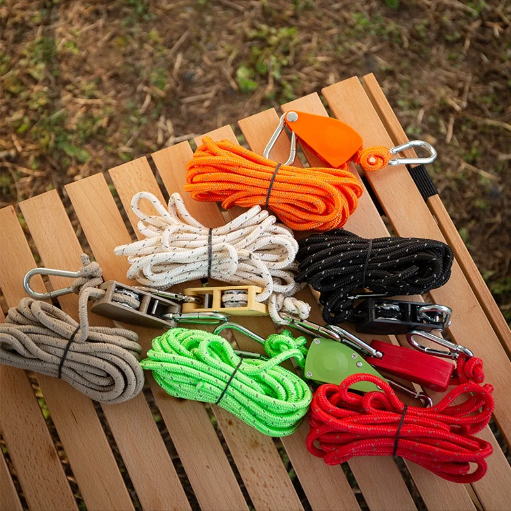 

Tent Accessories Hiking Reflective Camping Tent Rope 5M with Hooks Tent Wind Rope Windproof 6mm Tent Fastener Rope Hiking