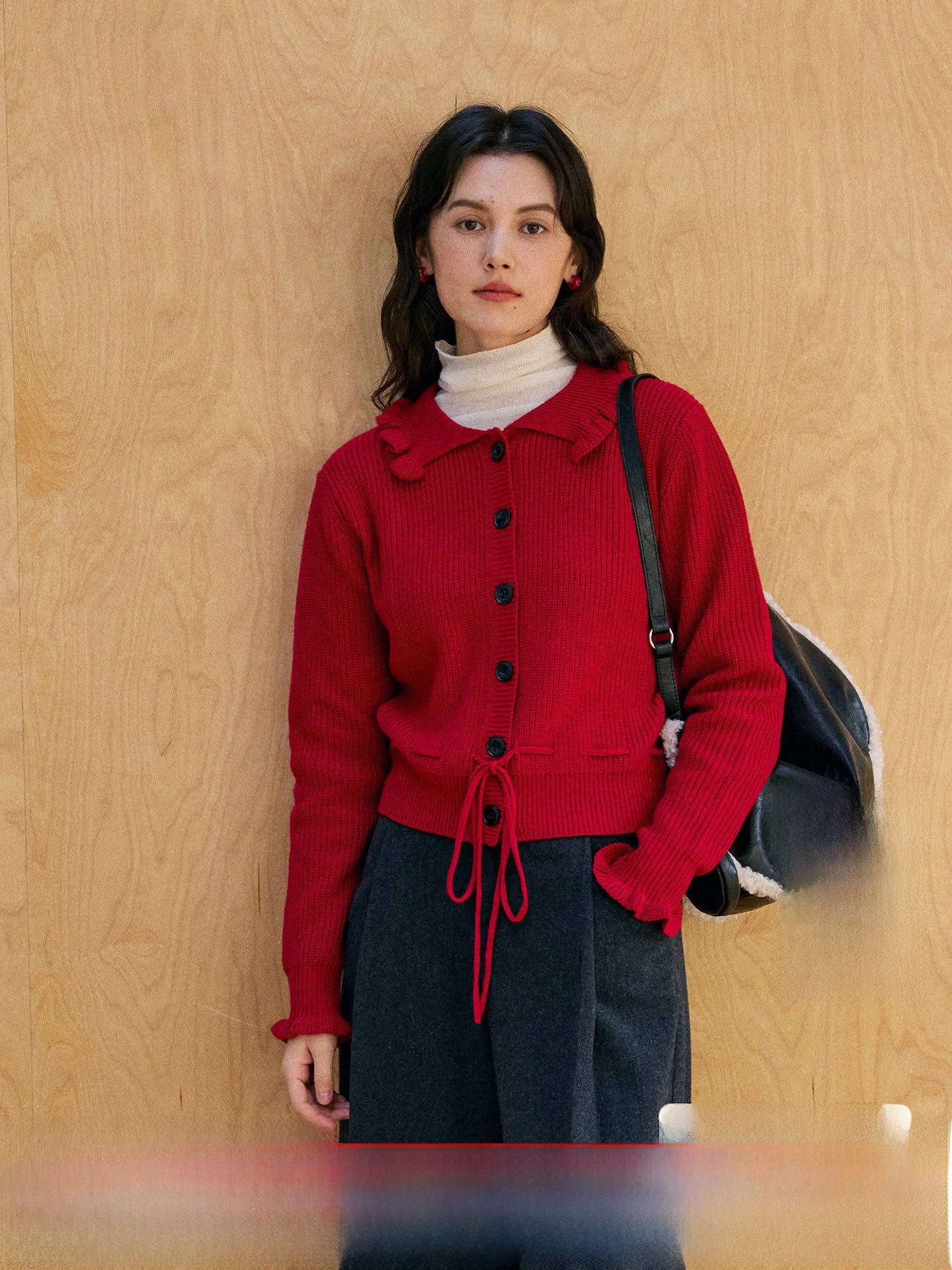 

HeyDr ультратонкий шерстяной вязаный кардиган женский осенне-зимний винтажный свитер с отложным воротником, топ French Sle Soft