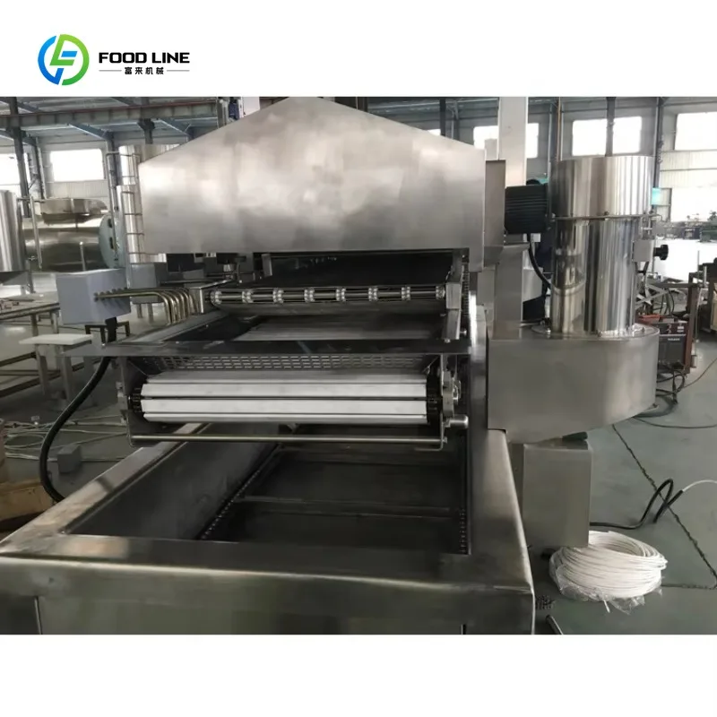 CE Continuous Belt Tempura Frying Machine Nugget Fryer Commercial Industrial Food Processing Equipment Custom