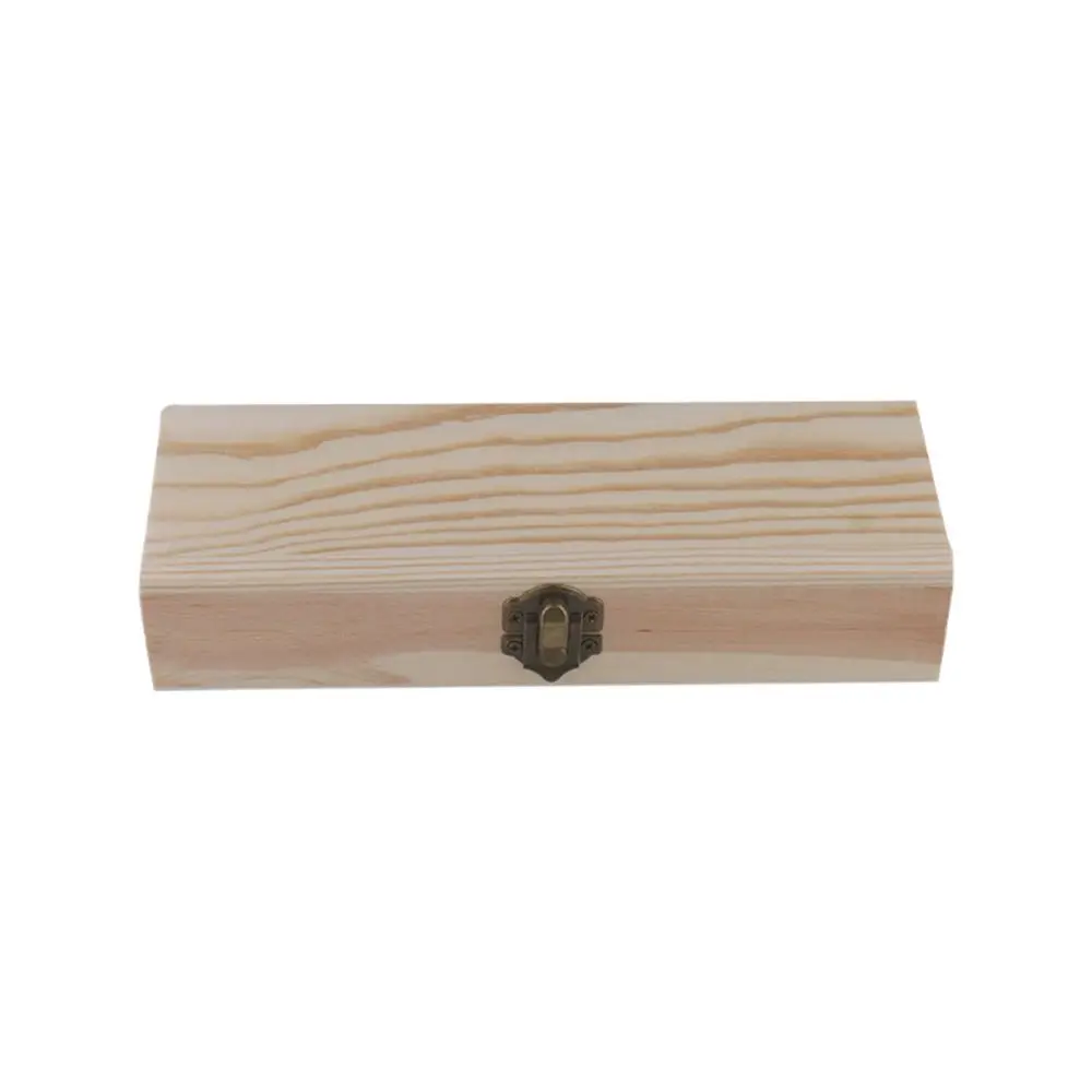 Rectangle Wooden Pencil Box Unpainted Pen Container Stationery Box Makeup Organizer Desktop Wooden Storage Box Student Gift