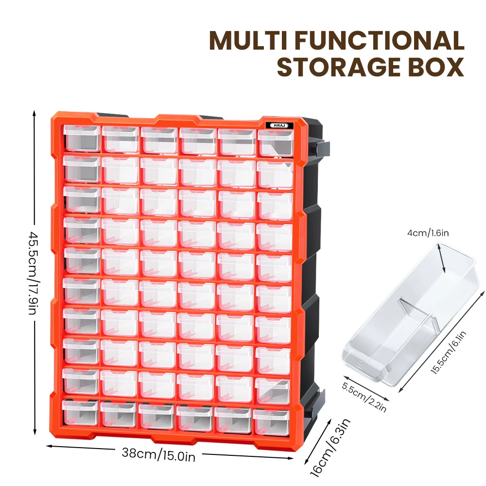 AIRAJ 18/39/60 lades multifunctionele onderdelendoos Transparante plastic opbergdoos - Spliceable 15 inch Home Storage Beste keuze