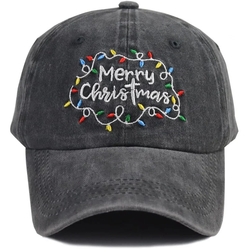 

Merry Christmas Baseball Cap for Women Men, Adjustable Washed Embroidered Vintage Classic Retro Cotton Hat