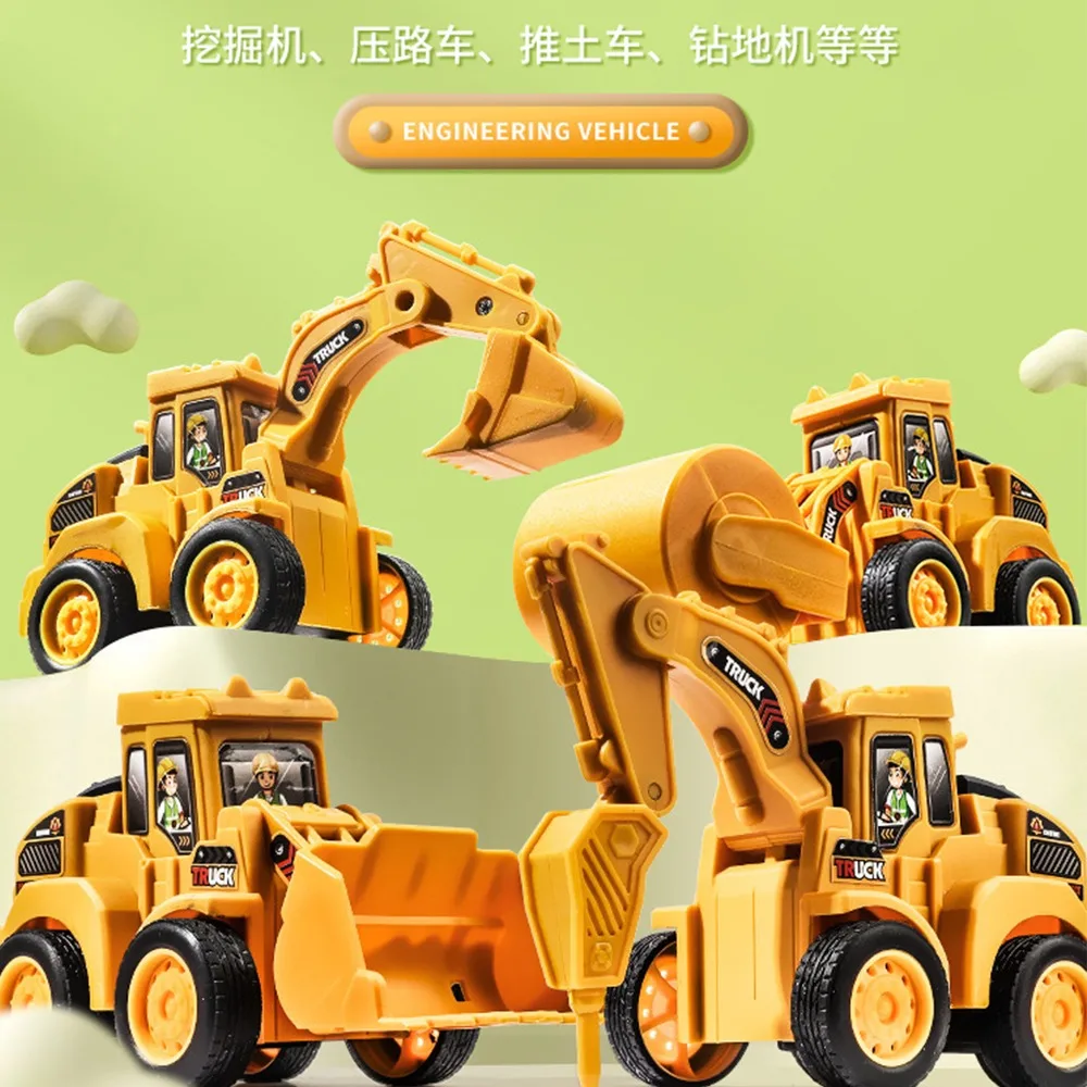 New Excavator Engineering Vehicle Model Portable Road Roller Construction Vehicle Toy Bulldozer Construction Power Hauller Kids