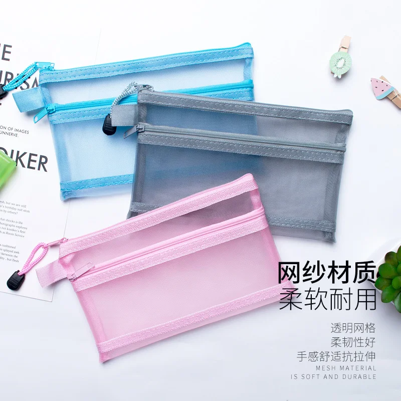 

Double Mesh Information Bag Multifunctional Puzzle Storage Zipper Student Test Paper File Document Bag