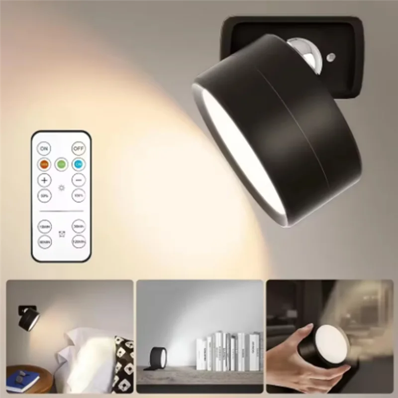 ABUI-ไฟ LED ติดผนังพร้อมรีโมทไร้สาย Magnetic Wall Sconces หรี่แสงได้ USB ชาร์จสําหรับห้องนอนไฟข้างเตียง