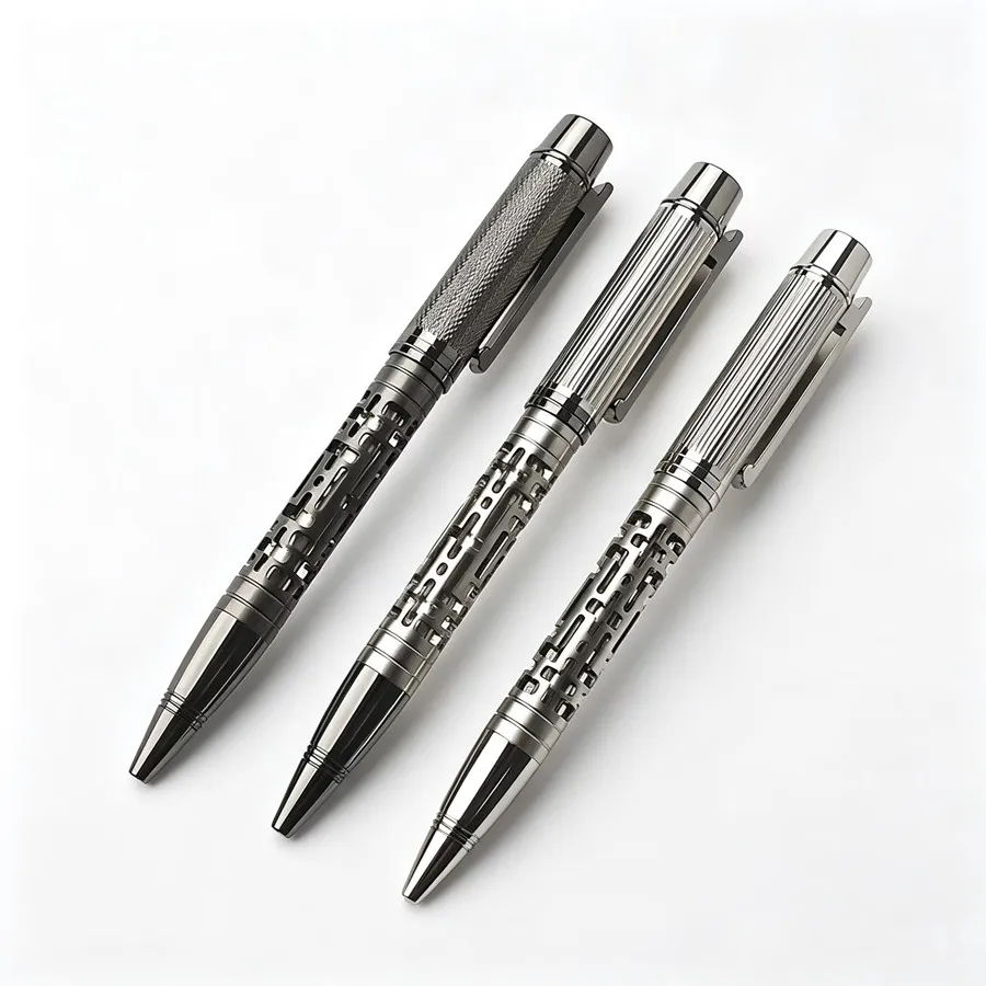 Hollow Carved Metal Ballpoint Pen Luxury Business Office Writing Roller Pen With Denim Pen Pouch For Men Women