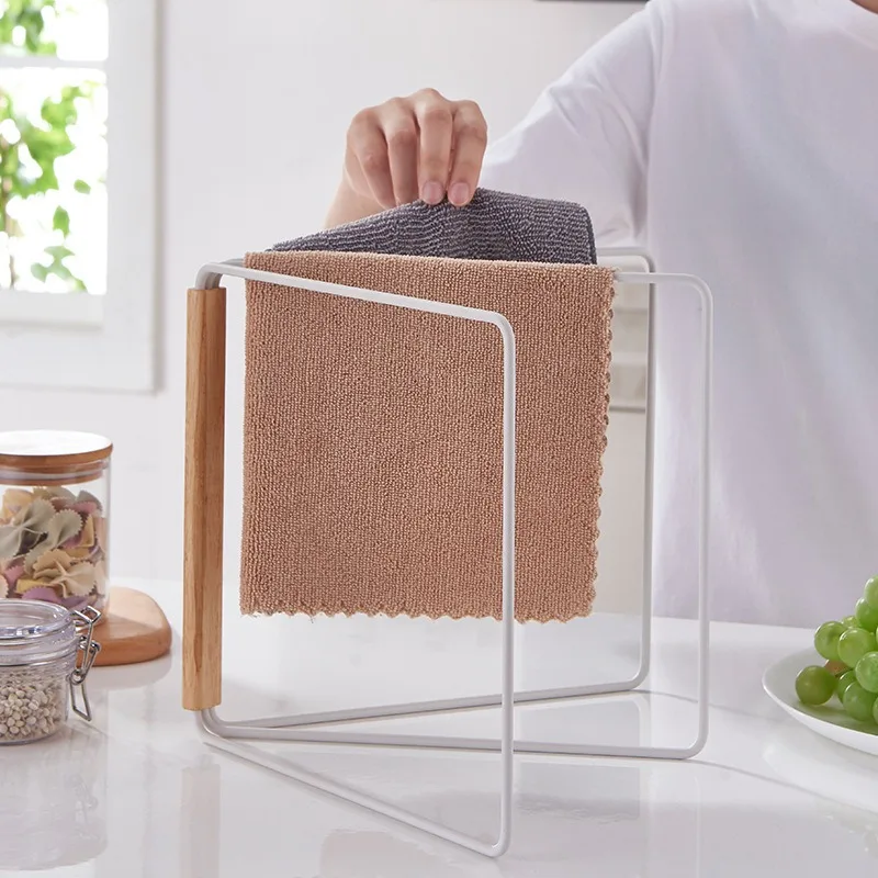 Kitchen Wrought Iron Foldable Rag Rack, Household Dishcloth Towel Storage Hanger