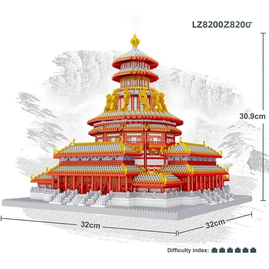 Conjunto de micro blocos de construção de arquitetura chinesa com 5436 peças para adultos Kit detalhado de modelo do palácio Ziwei com fama mundial