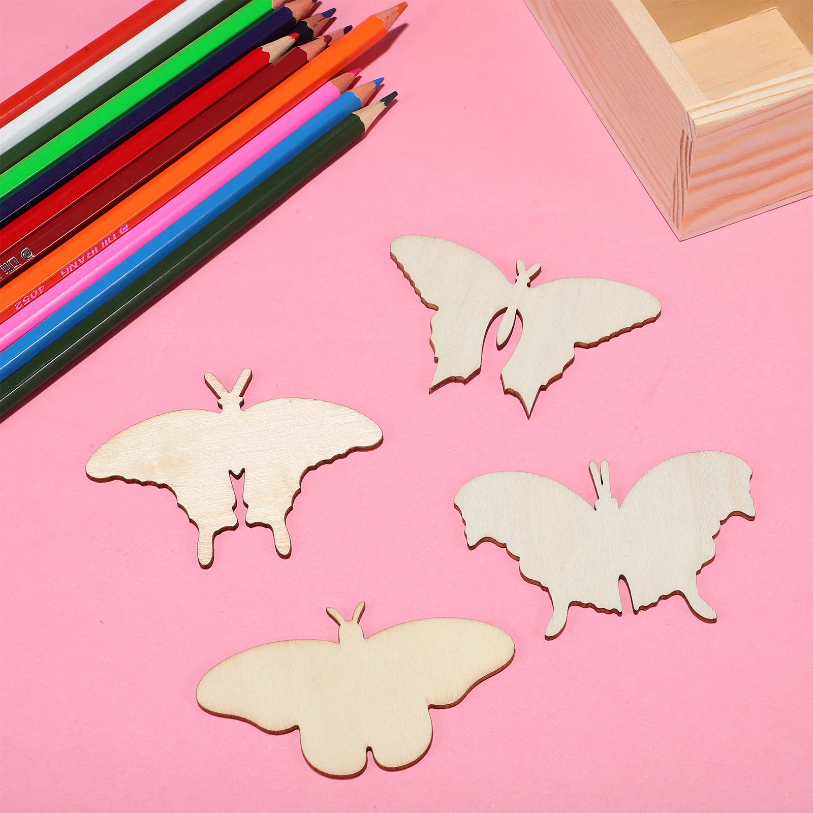 

24 pcs Wooden Painting Butterflies Handmade Diy Craft Unfinished Wooden Slices For Home Decor Birthday Decoration Butterfly