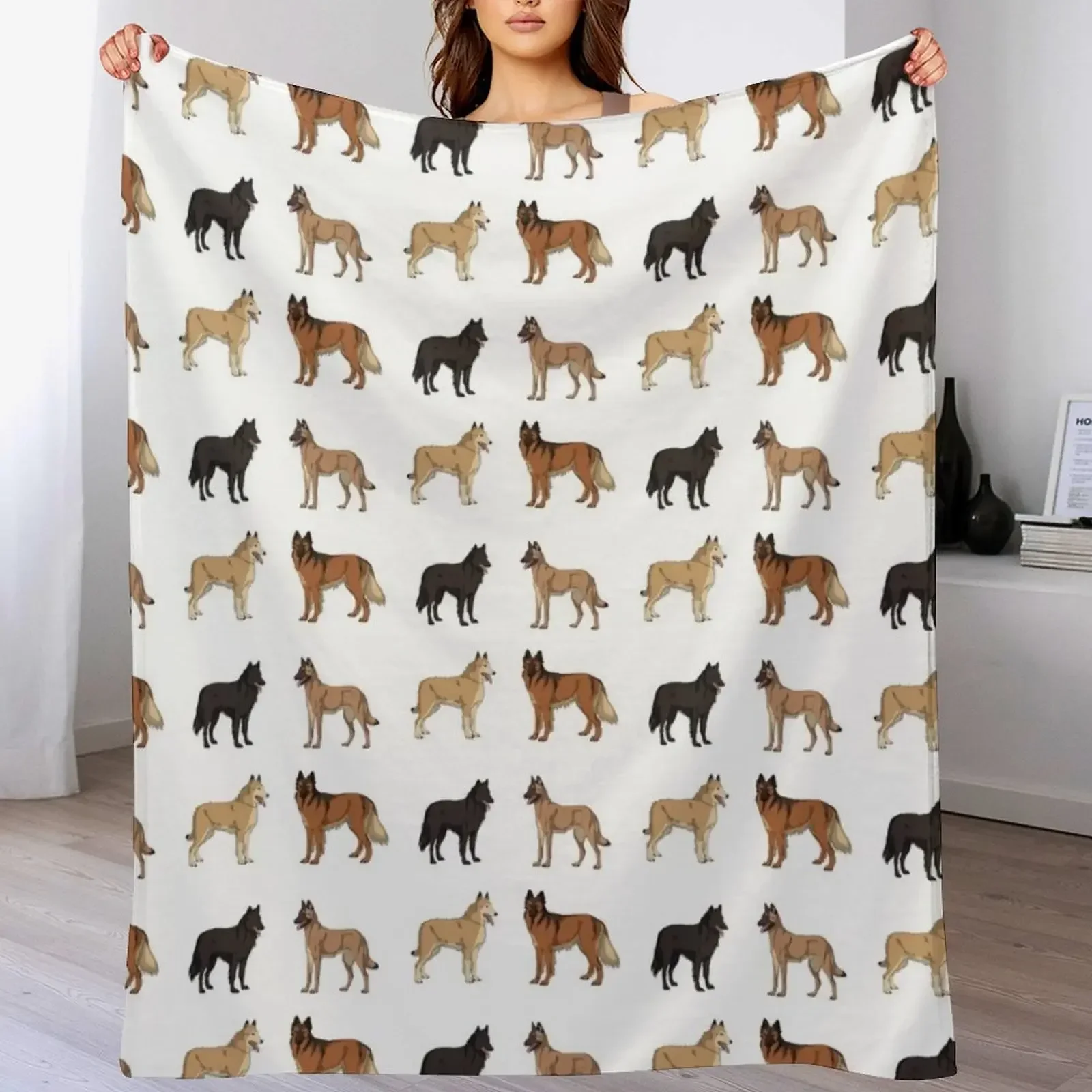 

Set - Belgian Shepherds Throw Blanket Lightweight Warm Blanket for Travel Camping