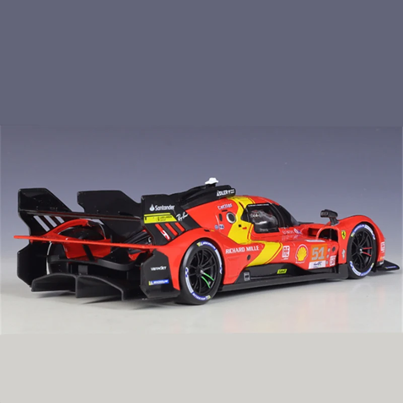 Ferrari-coche deportivo de carreras de resistencia para niños, vehículo de carreras de aleación de 499P y 24H, modelo de vehículo de simulación de Metal fundido a presión, juguete de regalo para niños, 1:24