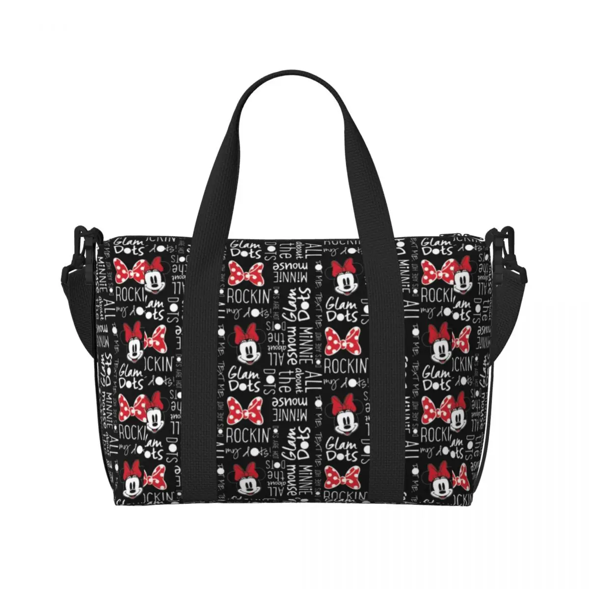 Custom Minnie Mouse Groceries Tote Shopping Bag Women Big Capacity Beach Gym Travel Bags