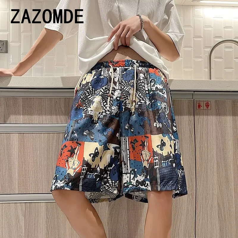 Zazomde กางเกงขาสั้นบางเฉียบแห้งเร็วสำหรับผู้ชายแฟชั่นลำลองพิมพ์ลายบูติก Comfort แฟชั่นระบายอากาศได้ดี