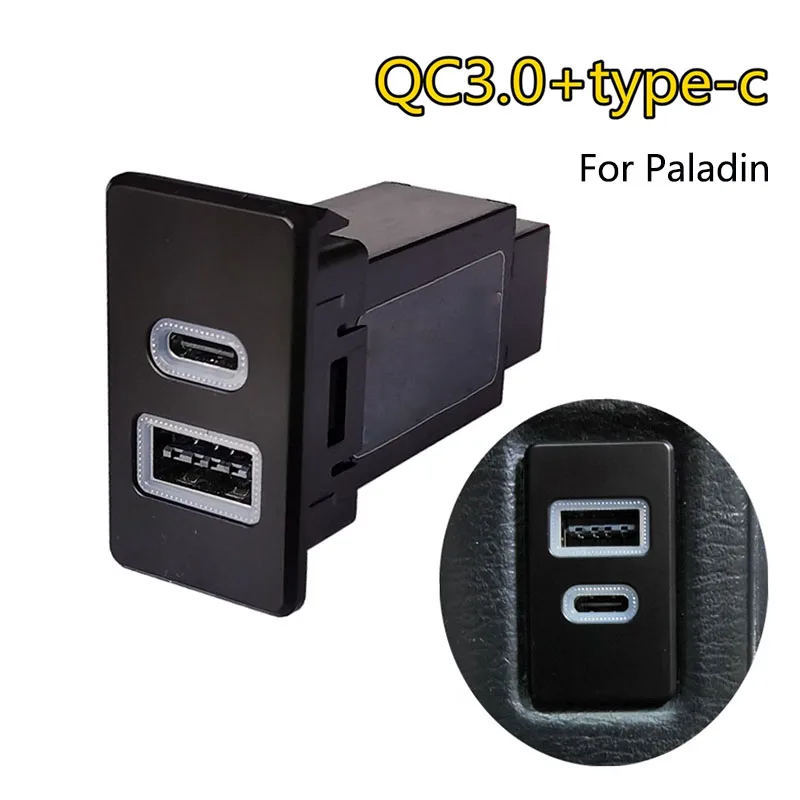 12V Quick Dual Port Charge USB QC3.0 Type-C PD Interface Socket Fast Car Charger For Nissan Paladin Patrol Y60 Y61