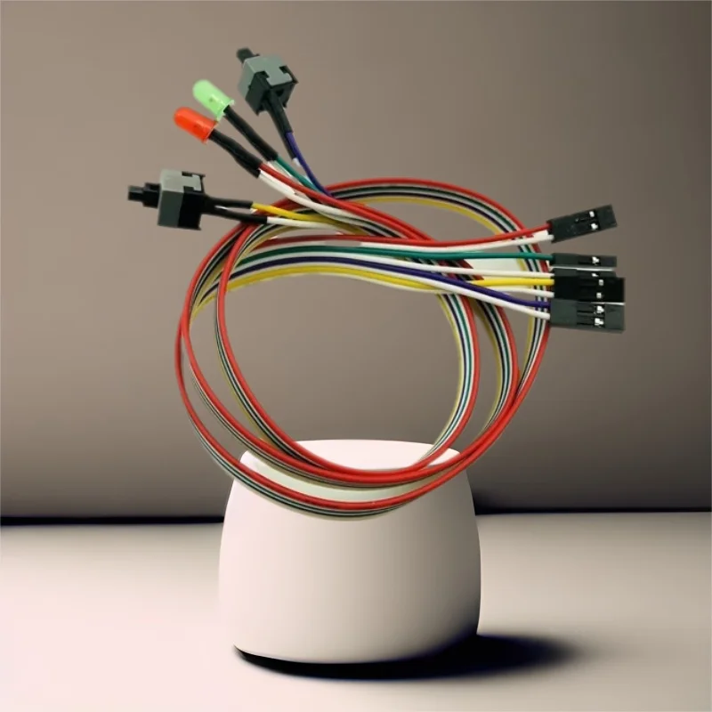 

1 комплект, тонкий кабель питания для вычислительной материнской платы, 66 см, оригинальный, вкл. выкл., сброс со светодиодной подсветкой, переключатель сброса питания ПК, кнопочный переключатель