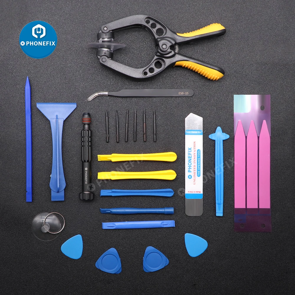 PHONEFIX-Kit de herramientas de apertura de teléfono móvil, destornillador electrónico, reparación de apertura para iPhone, IPAD, Kit de herramientas de reemplazo de pantalla de batería