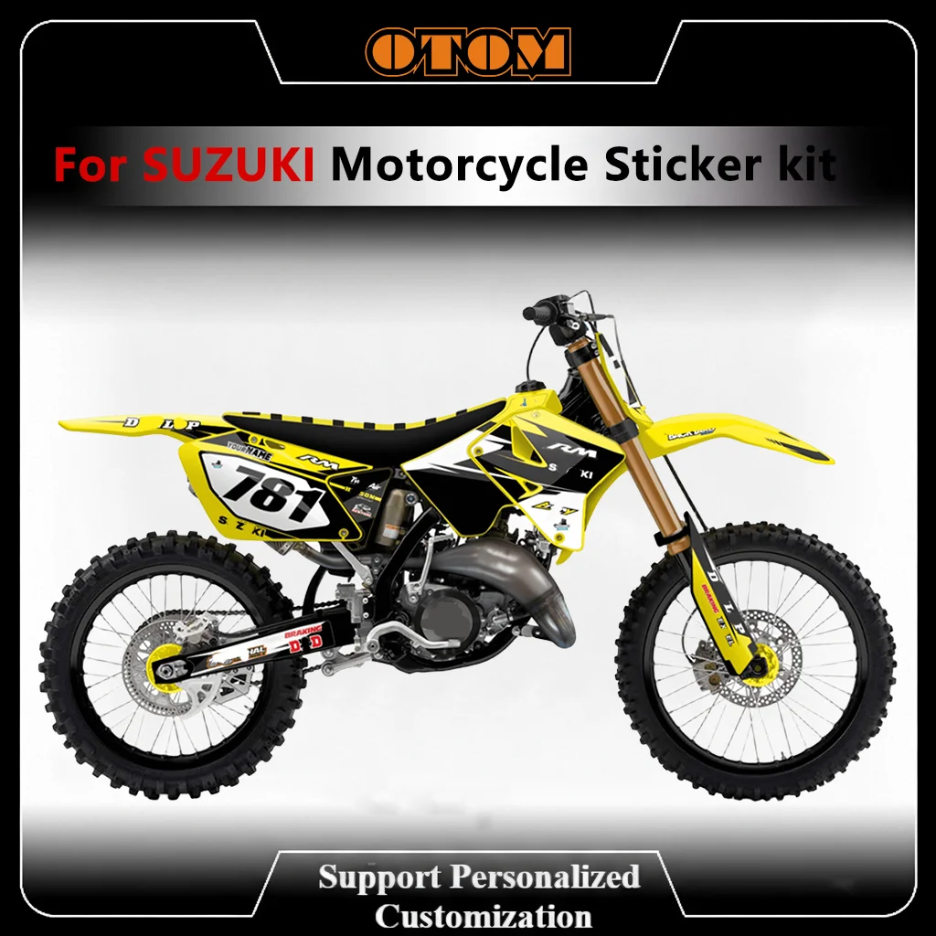 

Customize Motocross Graphic Decals For SUZUKI RM125 RM250 2001-2012 Holographic Glossy Background Stickers Kit