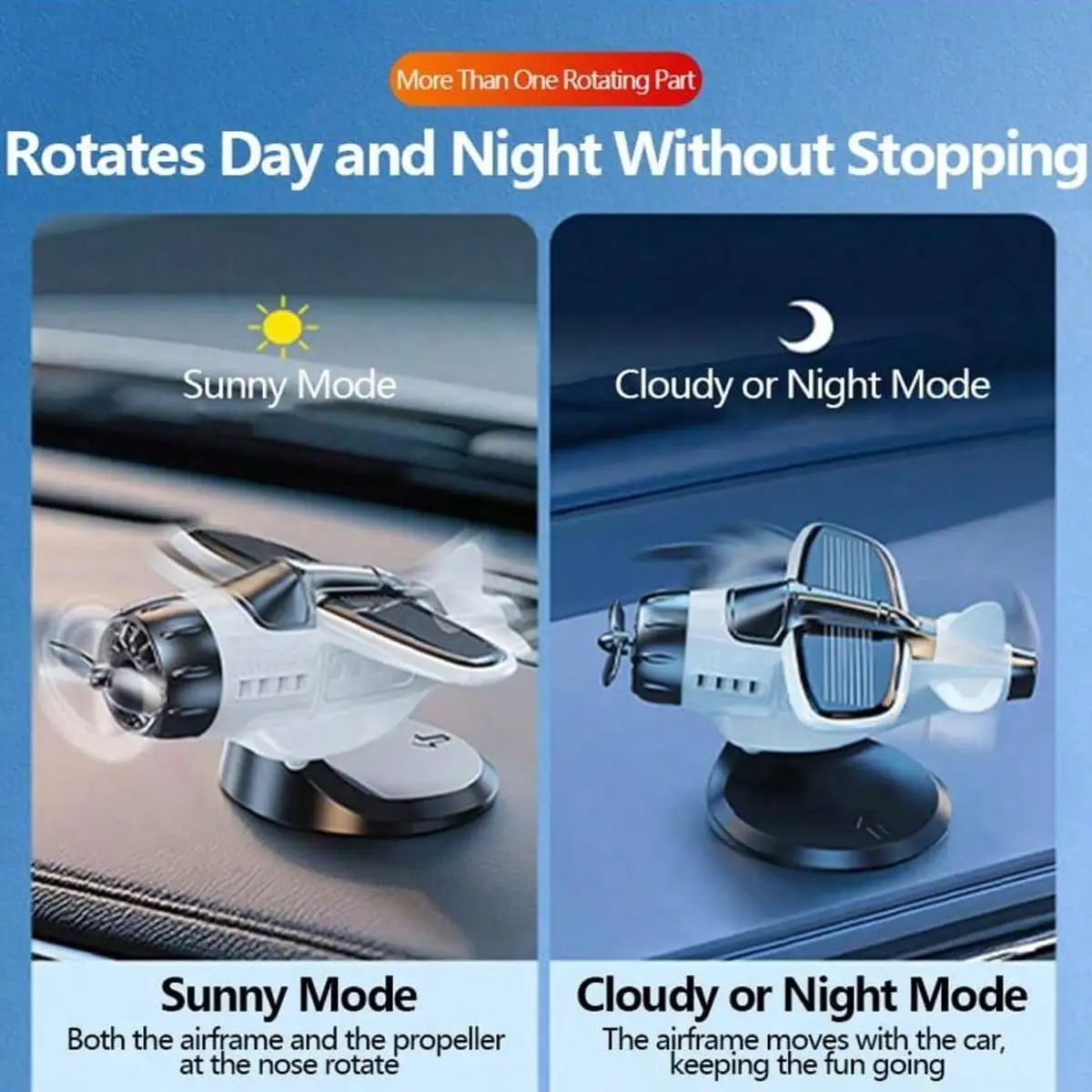 1Pc Car Dashboard Ornament, Car Decoration, Solar Powered Multi-Color Airplane Ornament, Creative Interior Decoration For Men, C