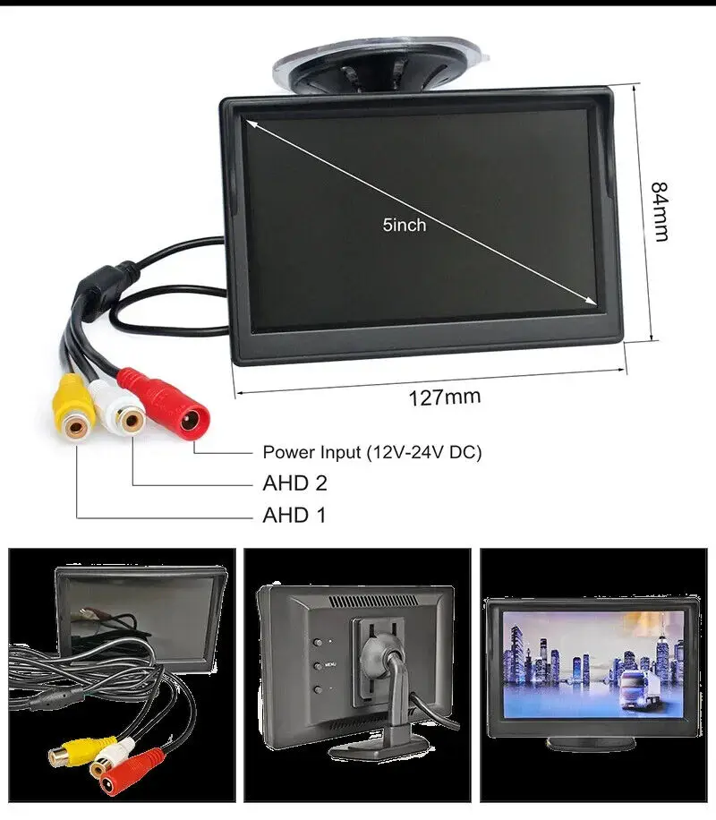 5inch Car Rear View Monitor Parking Backup HD Suction Cup and Bracket MPV SUV