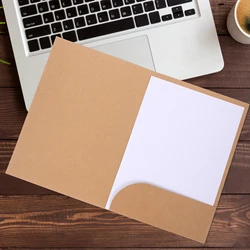 10pcs Teacher A4 Simple File Folder Kraft Paper Folder Single Slot Document Organiser