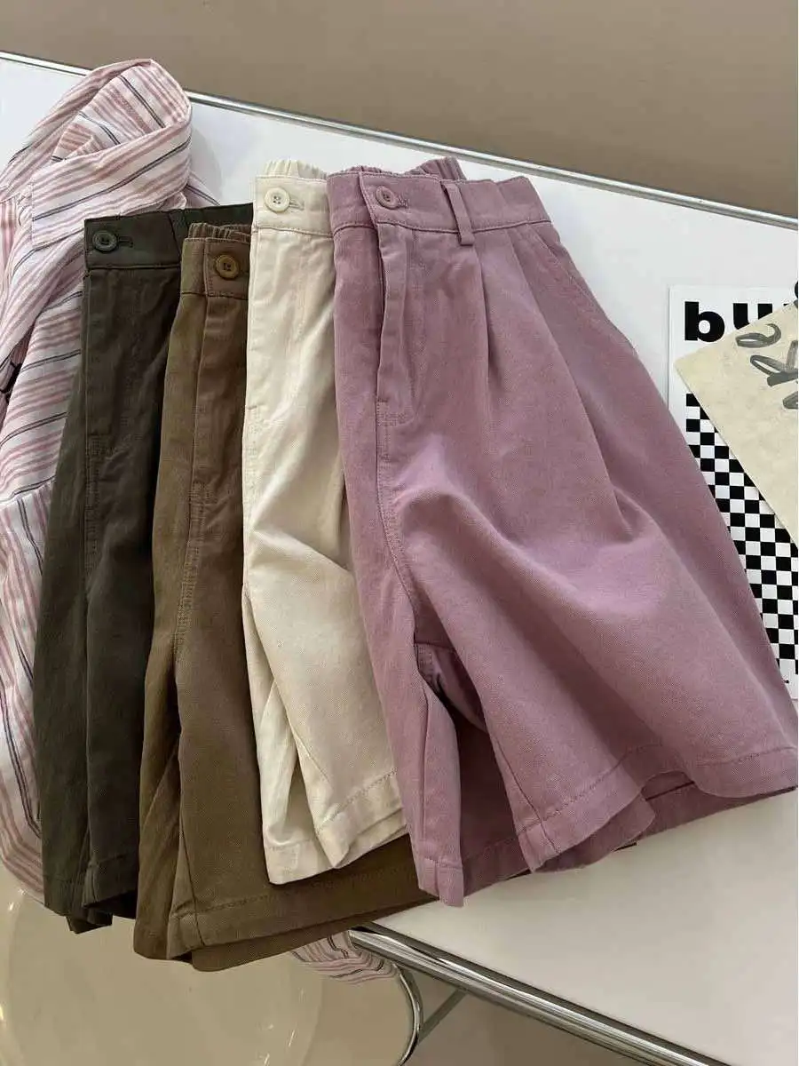 プラスサイズ カジュアル ルーズ ファイブクォーター オーツパンツ レディース プラスサイズ ニュートラル ワークウェア 無地 多用途 快適 オーツパンツ