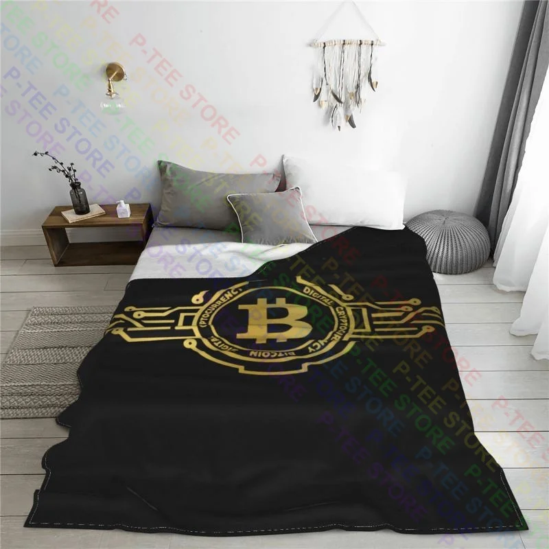 Bitcoin Crypto Currency Traders Gold Coin Blanket Thick Textile Dust Cover Skin Friendly Mechanical Wash