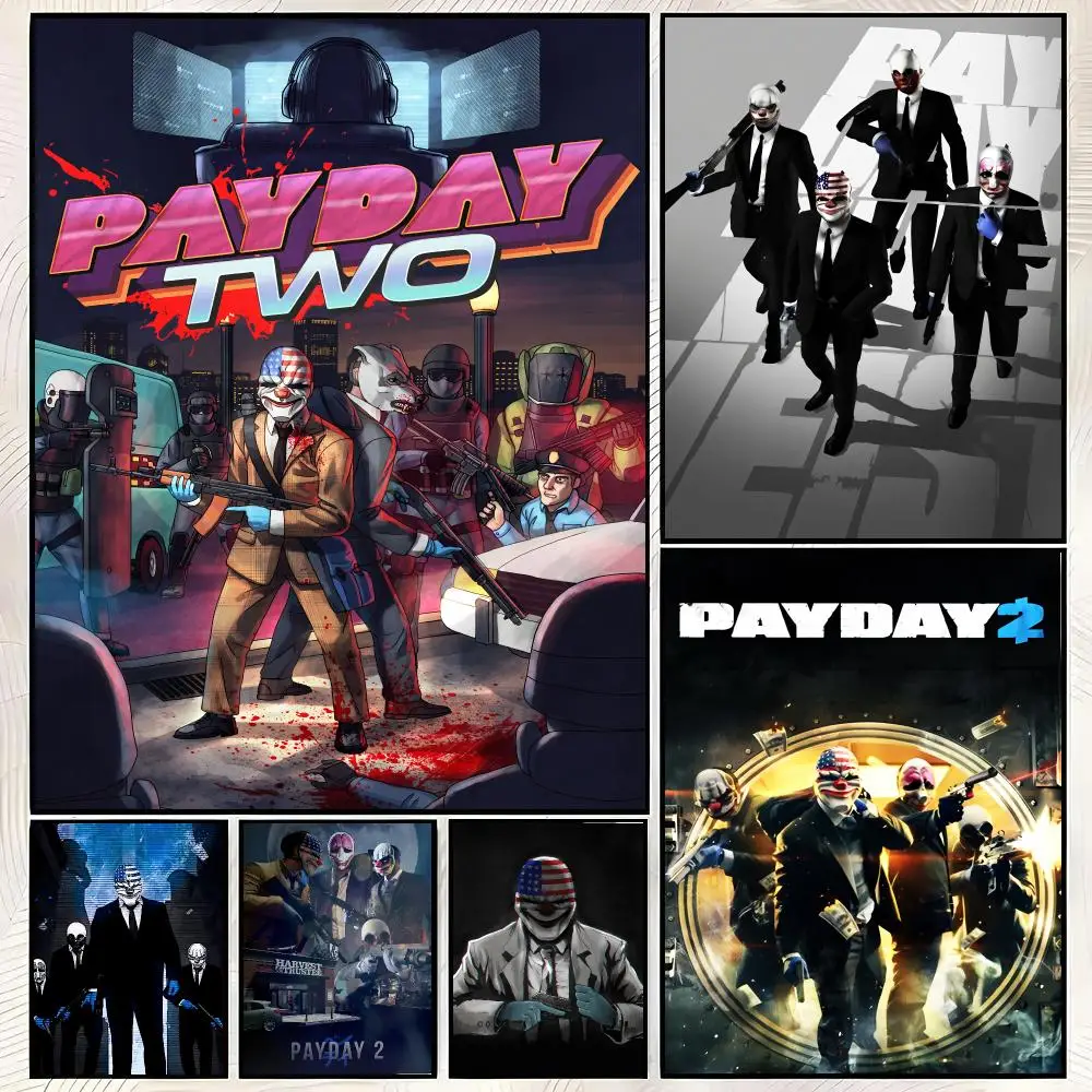 Action Game P-Payday 2 Poster HD PP Paper Waterproof Wall Art Print for Bedroom Living Room Decor