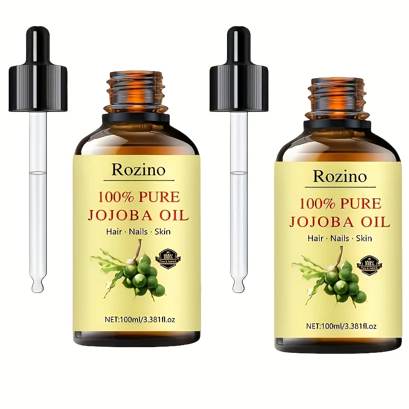 2 Pcs, Natural Jojoba Essential Oil -Rich In Nutrients, Easily Absorbed By The Skin. If You Are Troubled By Dry, Rough, Wrinkled, Or Sagging Skin, This Product Is The Right Choice For You!Purely Natural. For Skin And Hair.